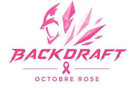 Logo Backdraft Octobre Rose avec ruban rose